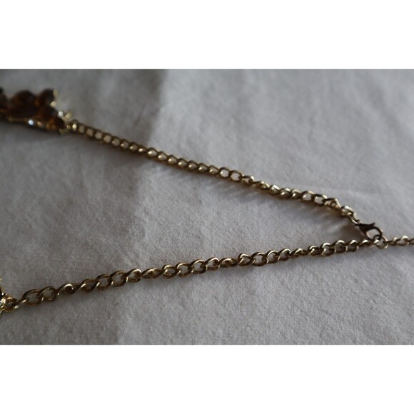 Assymetrical Statement Faceted Brown Crystal Rhinestone Gold Tone Necklace 19"+ - Picture 10 of 11